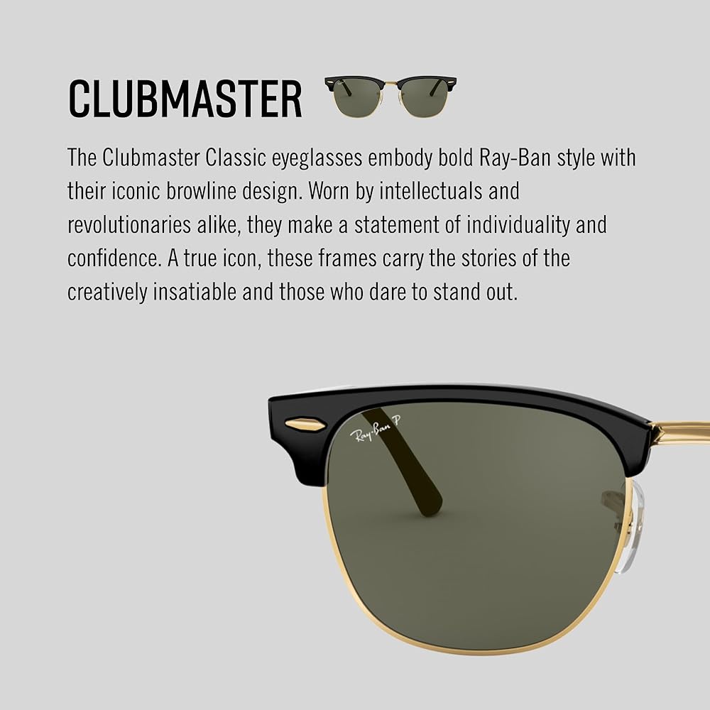 Amazon.com: Ray-Ban Unisex RB3016 Clubmaster Square Sunglasses